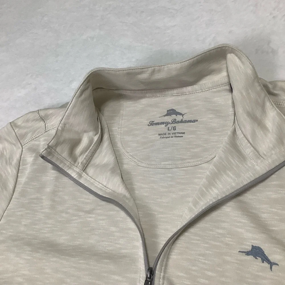 Tommy Bahama Quarter Zip Pullover Sz Large 
Oatmeal Cream - Picture 3 of 7